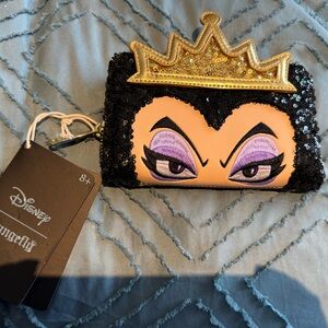 LOUNGEFLY evil queen Snow White poisoned apple sparkle zipper wallet
